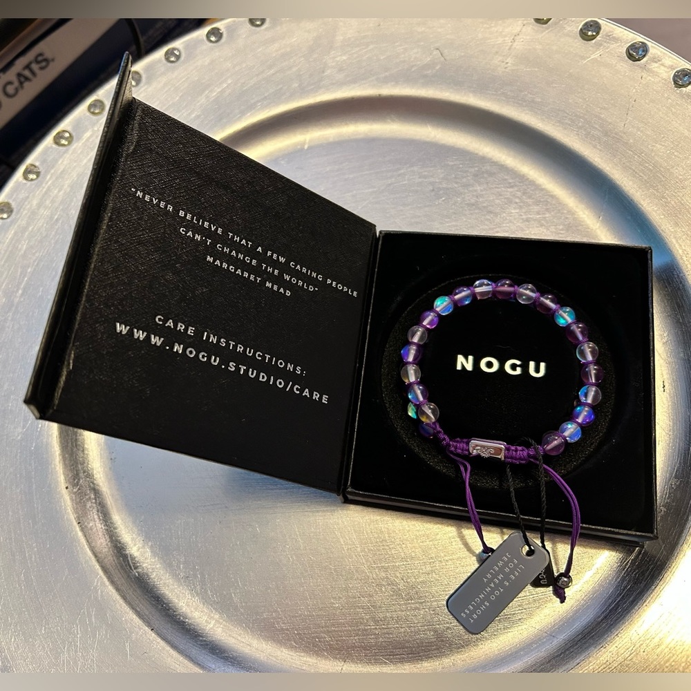 💜💜 NOGU Purple Rainbow Silver Double Galaxy Glass Bracelet 💜💜